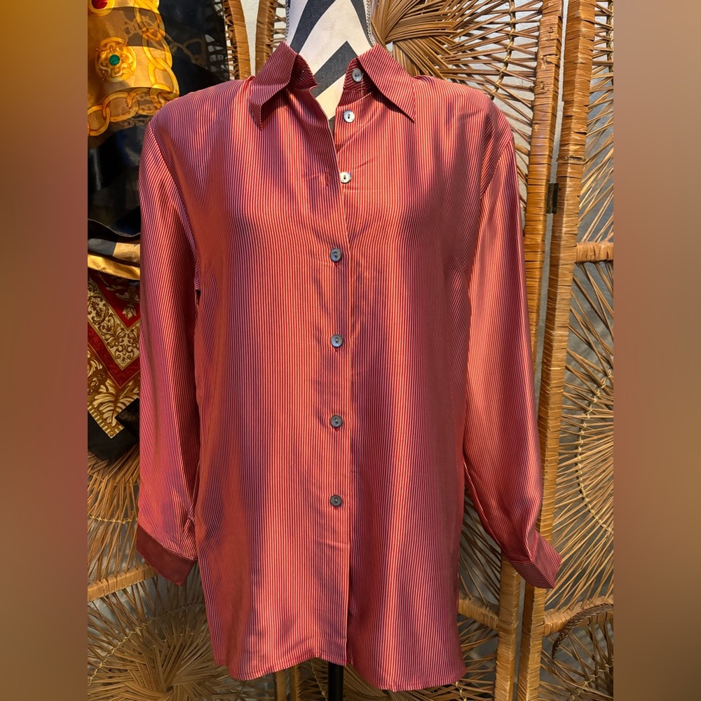 Vintage NWT designer 80s Paolo Santini retro pinstriped blouse